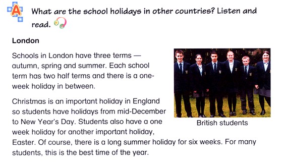 小学五年级英语下册(深圳朗文版)Culture Club 2 School holidays-A