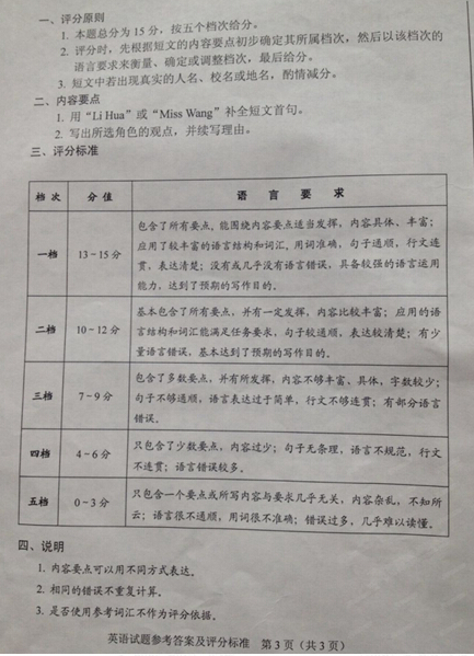 2016河北中考英语答案