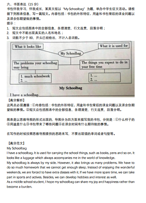 2016江西省考中考英语答案